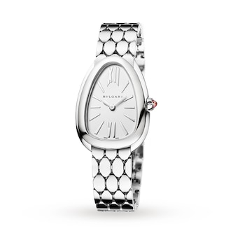 Bvlgari Stainless Steel Serpenti Seduttori 33mm White Dial Ladies Watch