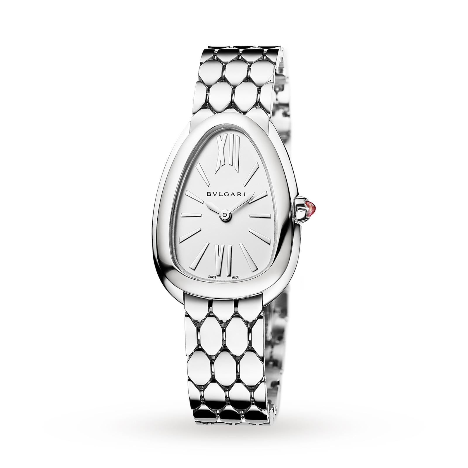 Bvlgari Stainless Steel Serpenti Seduttori 33mm White Dial Ladies Watch