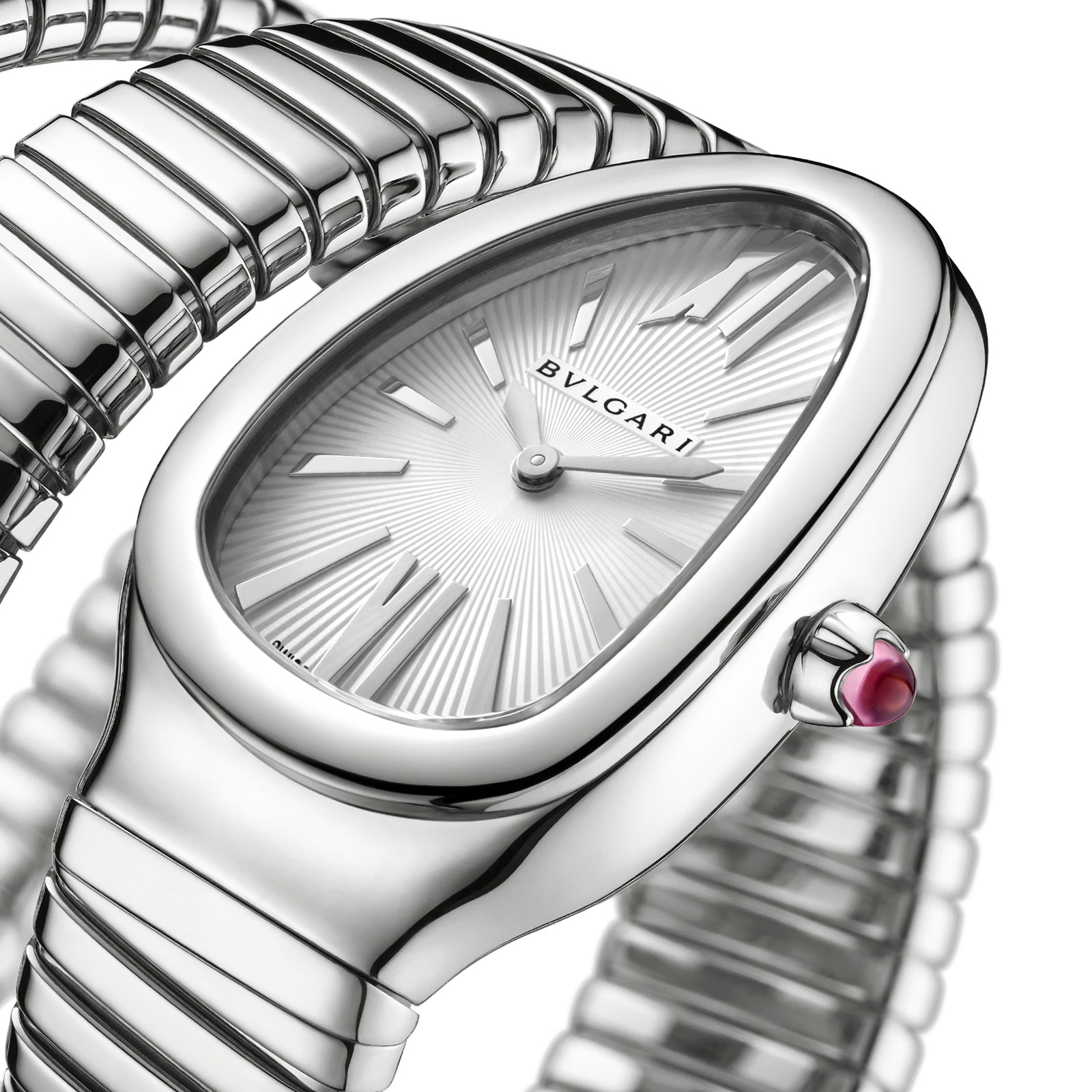 Bvlgari Stainless Steel Serpenti Tubogas 35mm Grey Dial Ladies Watch