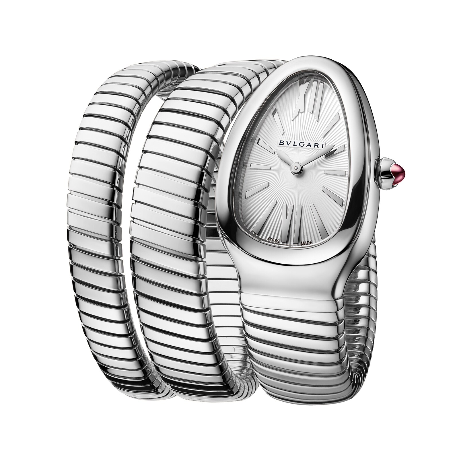 Bvlgari Stainless Steel Serpenti Tubogas 35mm Grey Dial Ladies Watch