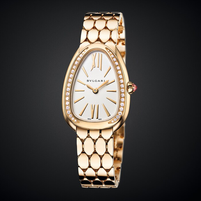 Bvlgari Serpenti Seduttori 33mm White Dial 18k Yellow Gold Ladies Watch