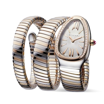 Bvlgari Stainless Steel and 18k Rose Gold Serpenti Tubogas 35mm Silver Dial Ladies Watch Bvlgari Stainless Steel and 18k Rose Gold Serpenti Tubogas 35mm Silver Dial Ladies Watch