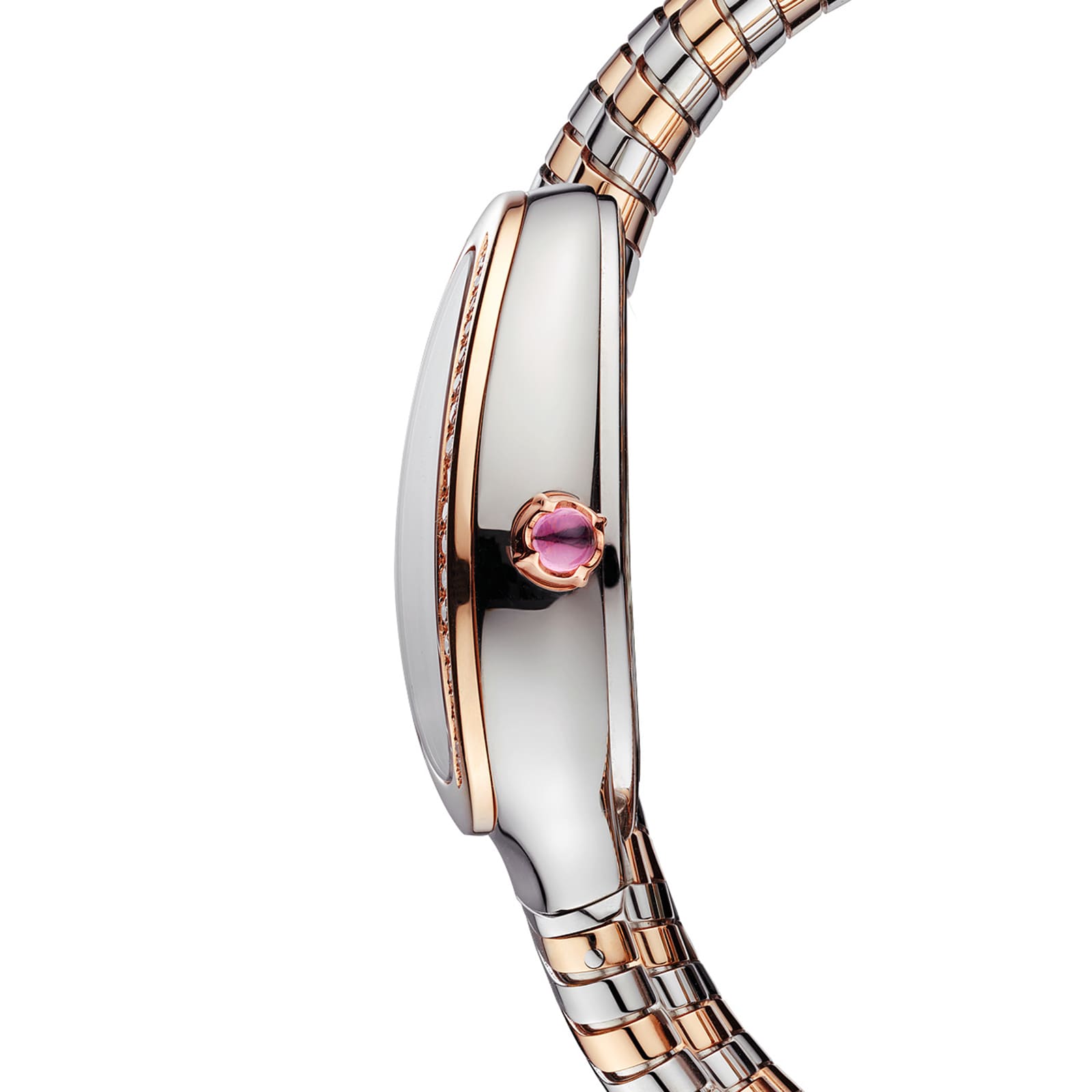 Bvlgari Stainless Steel and 18k Rose Gold Serpenti Tubogas 35mm