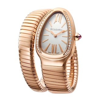 Bvlgari 18k Rose Gold Serpenti Tubogas 35mm White Dial Diamond Ladies Watch Bvlgari 18k Rose Gold Serpenti Tubogas 35mm White Dial Diamond Ladies Watch