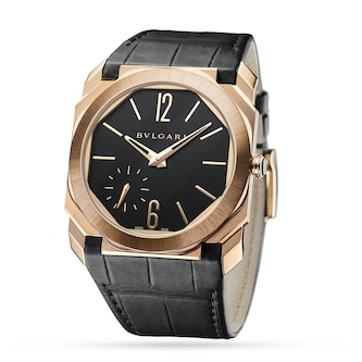 Bvlgari 18k Rose Gold Octo Finissimo 40mm Black Dial Automatic Aligator Leather Strap Mens Watch Bvlgari 18k Rose Gold Octo Finissimo 40mm Black Dial Automatic Aligator Leather Strap Mens Watch