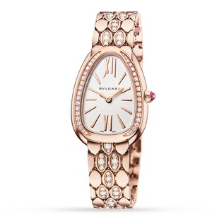 Bvlgari Serpenti Seduttori 33mm White Dial 18k Rose Gold Ladies Watch