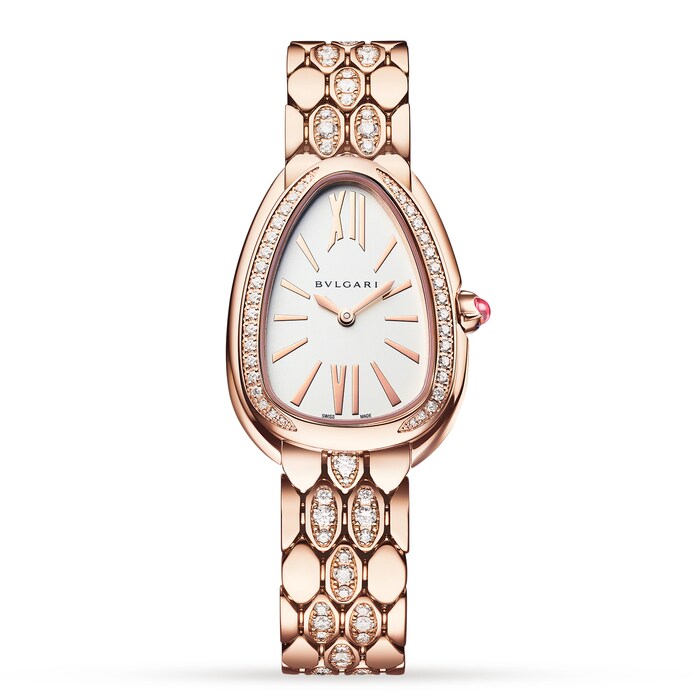 Bvlgari Serpenti Seduttori 33mm White Dial 18k Rose Gold Ladies Watch