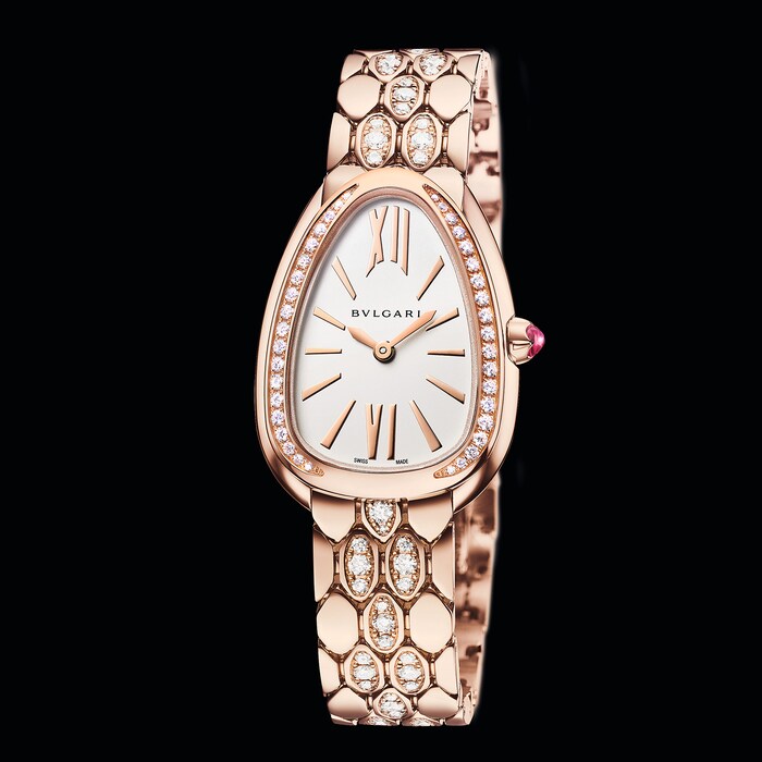 Bvlgari Serpenti Seduttori 33mm White Dial 18k Rose Gold Ladies Watch