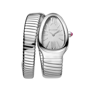 Bvlgari Stainless Steel Serpenti Tubogas 35mm Grey Dial Ladies Watch Small Size