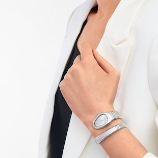 Bvlgari Stainless Steel Serpenti Tubogas 35mm Grey Dial Ladies Watch Small Size