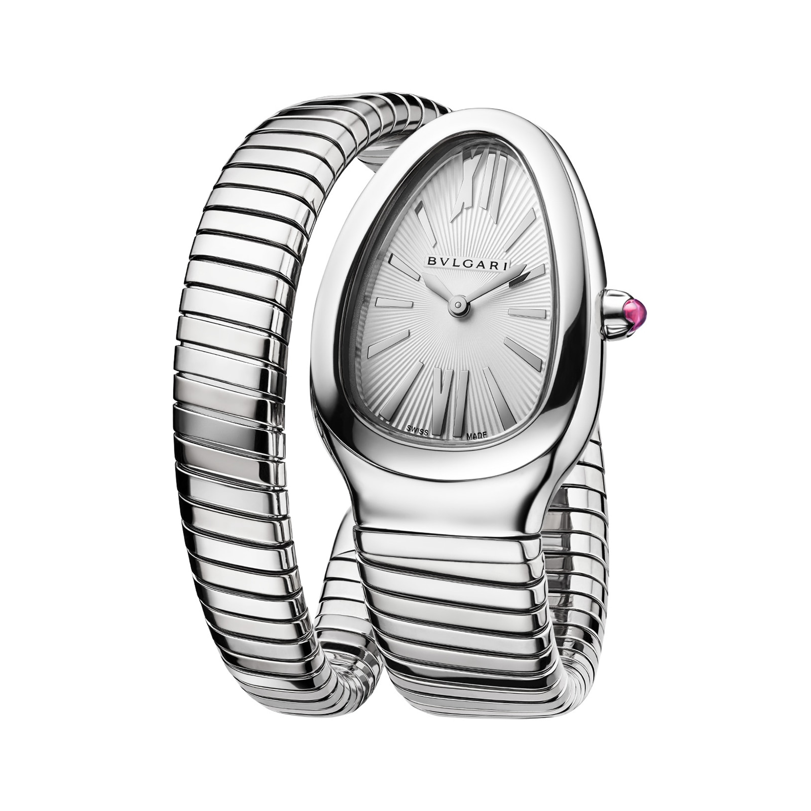 Bvlgari Stainless Steel and Diamond Serpenti Tubogas Watch 35mm | Harrods DK