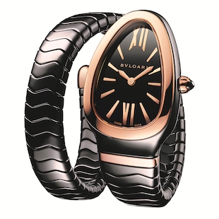 Bvlgari Black Ceramic Serpenti Spiga 35mm Black Dial Ladies Watch