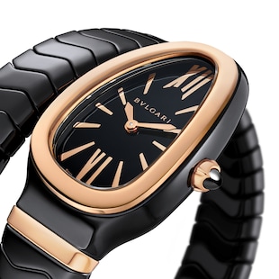 Bvlgari Black Ceramic Serpenti Spiga 35mm Black Dial Ladies Watch