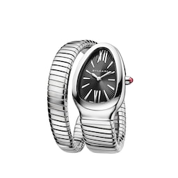 18970162 - Stainless Steel Serpenti Tubogas 35mm Black Dial Ladies Watch
