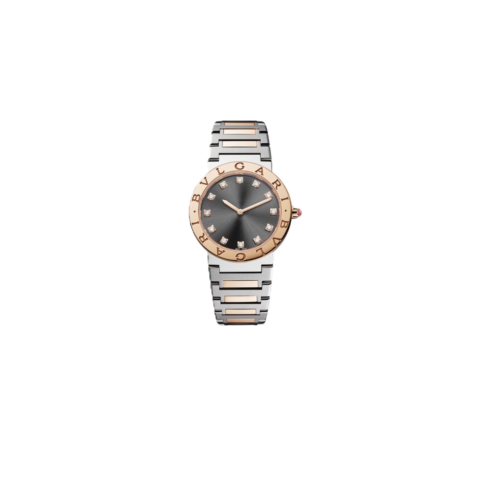 Bvlgari Stainless Steel & 18K Rose Gold BVLGARI BVLGARI Diamond Watch