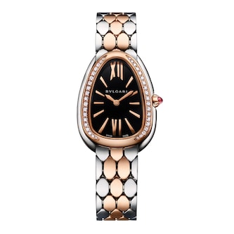 Bvlgari 18k Rose Gold and Steel Serpenti Seduttori 33mm Black Dial Diamond Ladies Watch Bvlgari 18k Rose Gold and Steel Serpenti Seduttori 33mm Black Dial Diamond Ladies Watch