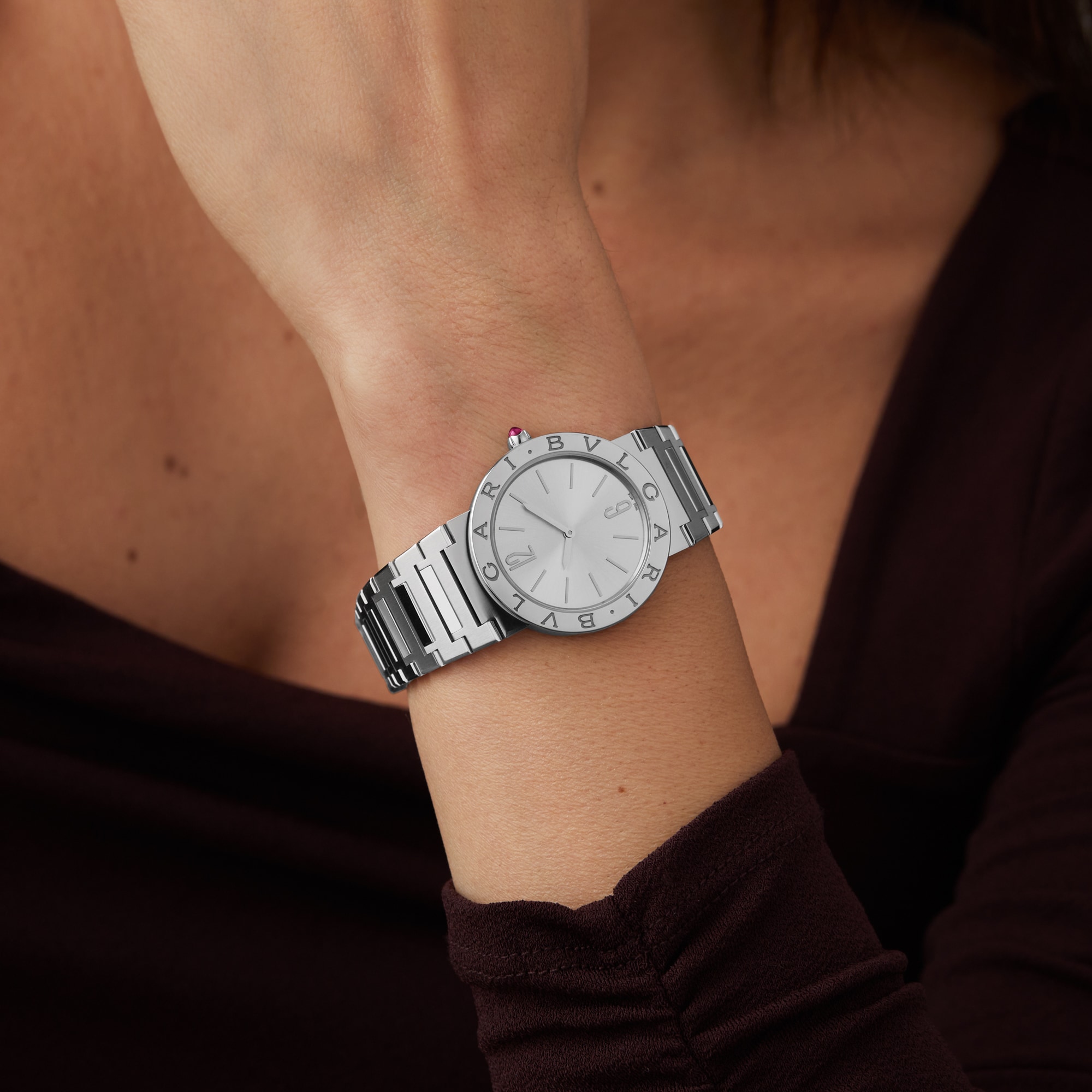 Bvlgari Bvlgari Bvlgari 33mm Grey Dial Ladies Watch - Stainless Steel 
