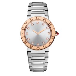 18970189 - Bvlgari Bvlgari 33mm Grey Diamond Dot Dial Ladies Watch - Stainless Steel and 18k Rose Gold