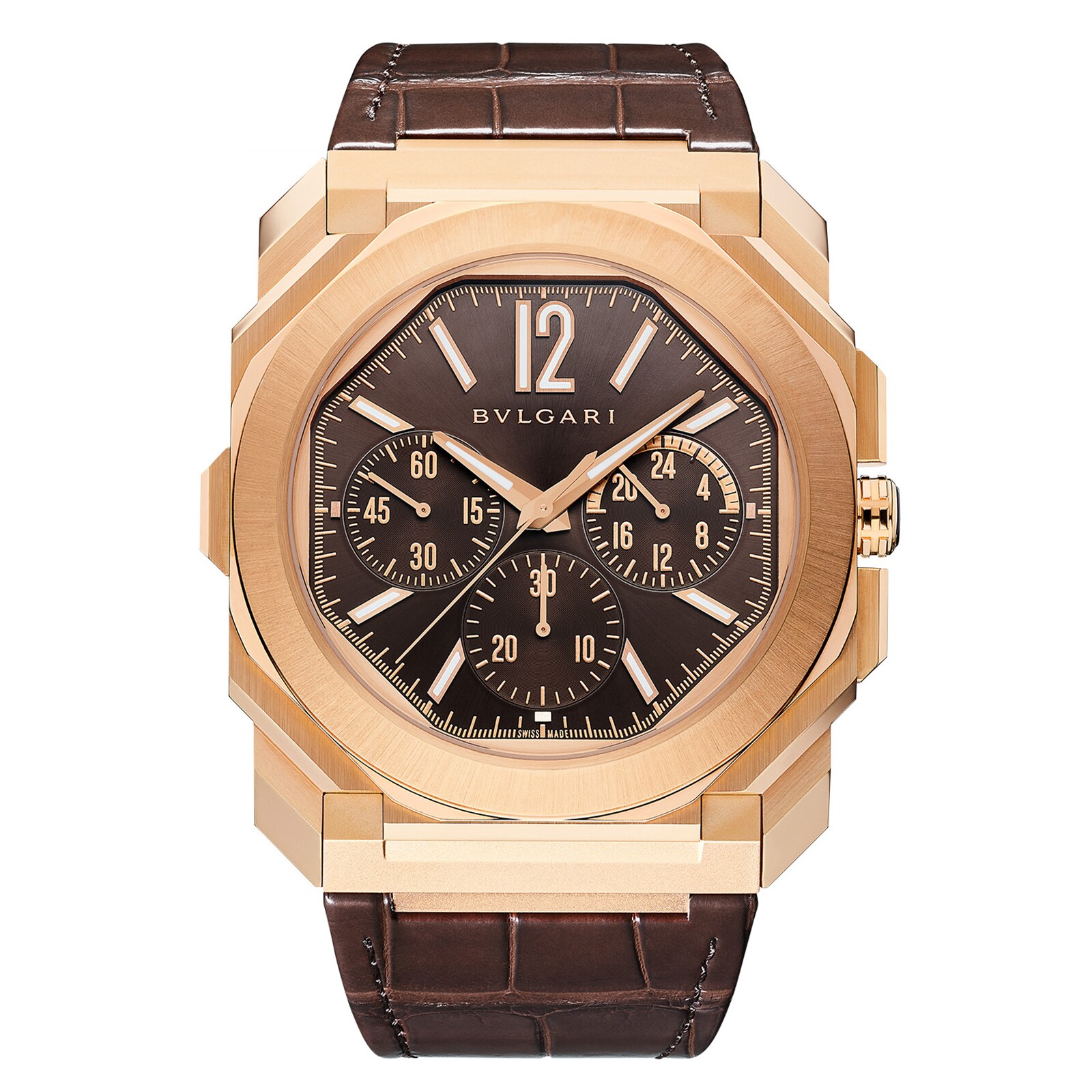 Bvlgari 18k Rose Gold Octo Finissimo 43mm Brown Dial Automatic Gents Watch