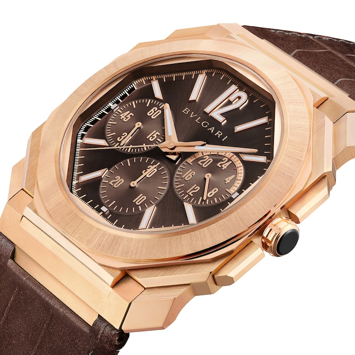 Bvlgari 18k Rose Gold Octo Finissimo 43mm Brown Dial Automatic Gents Watch