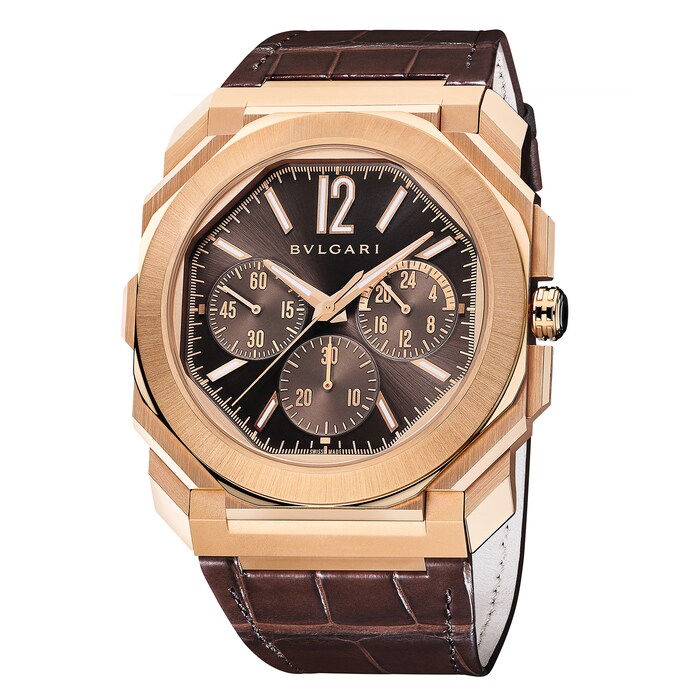 Bvlgari 18k Rose Gold Octo Finissimo 43mm Brown Dial Automatic Gents Watch
