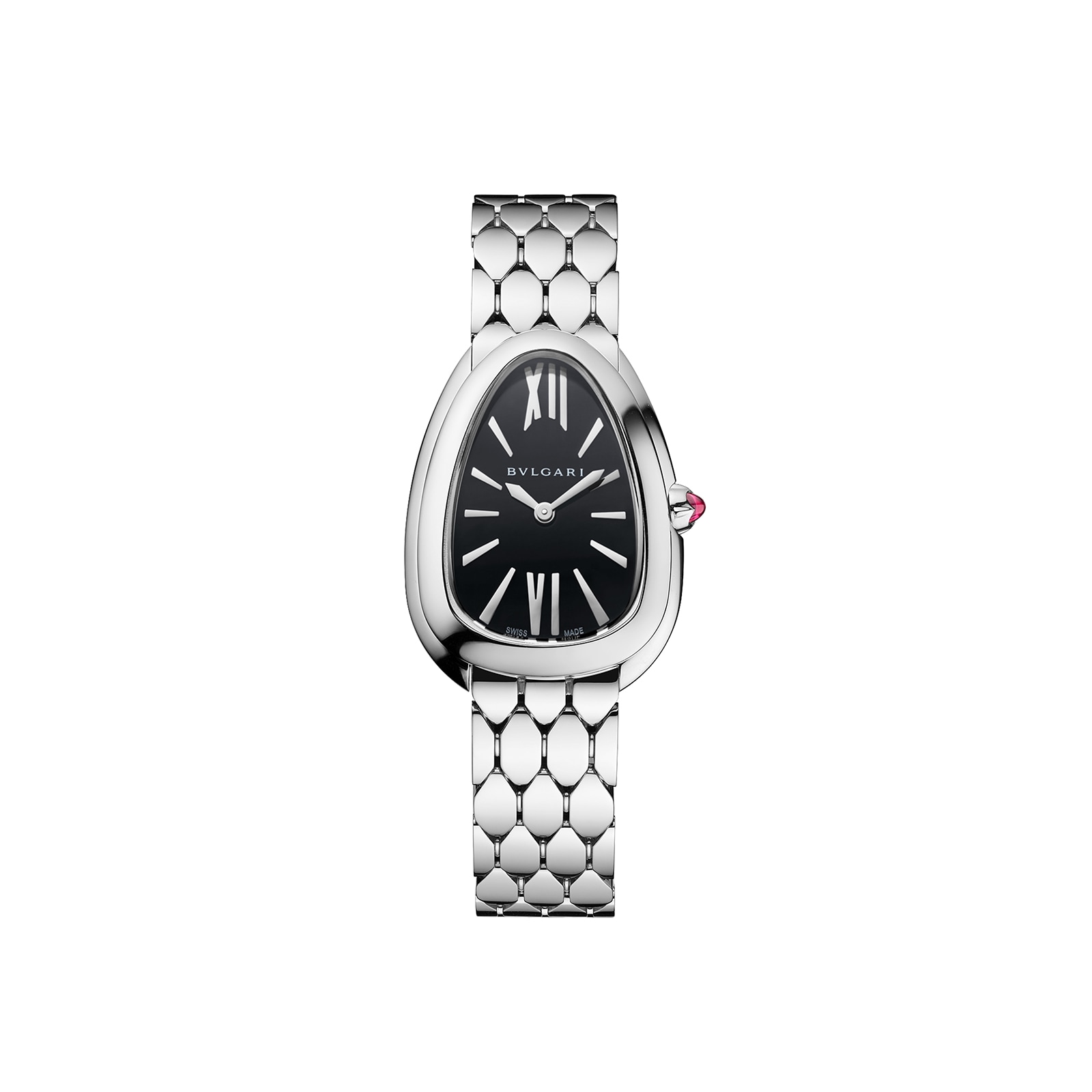 Bvlgari Stainless Steel Serpenti Seduttori 33mm Black Dial Ladies Watch