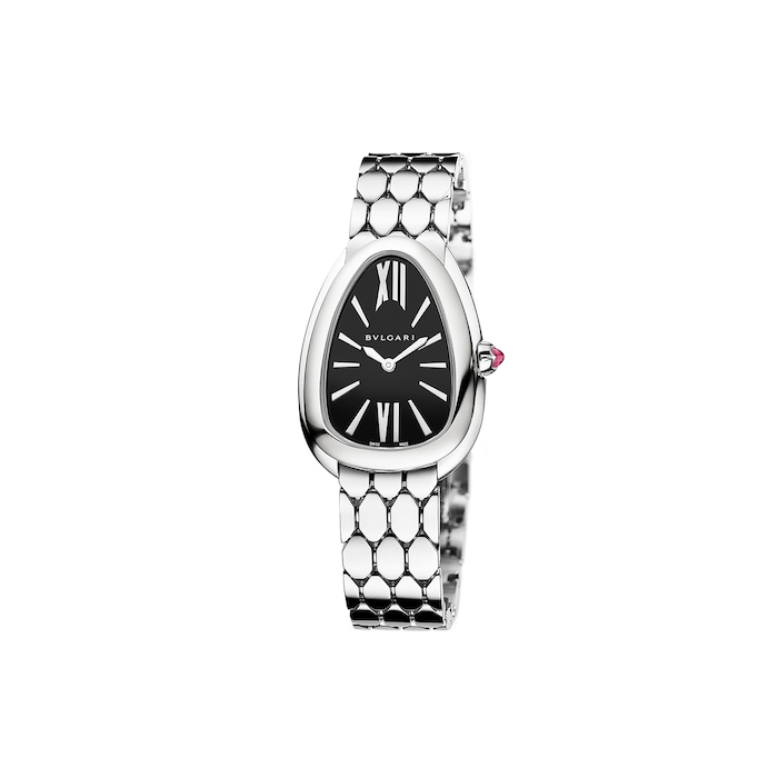 Bvlgari Stainless Steel Serpenti Seduttori 33mm Black Dial Ladies Watch