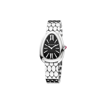 Bvlgari Stainless Steel Serpenti Seduttori 33mm Black Dial Ladies Watch