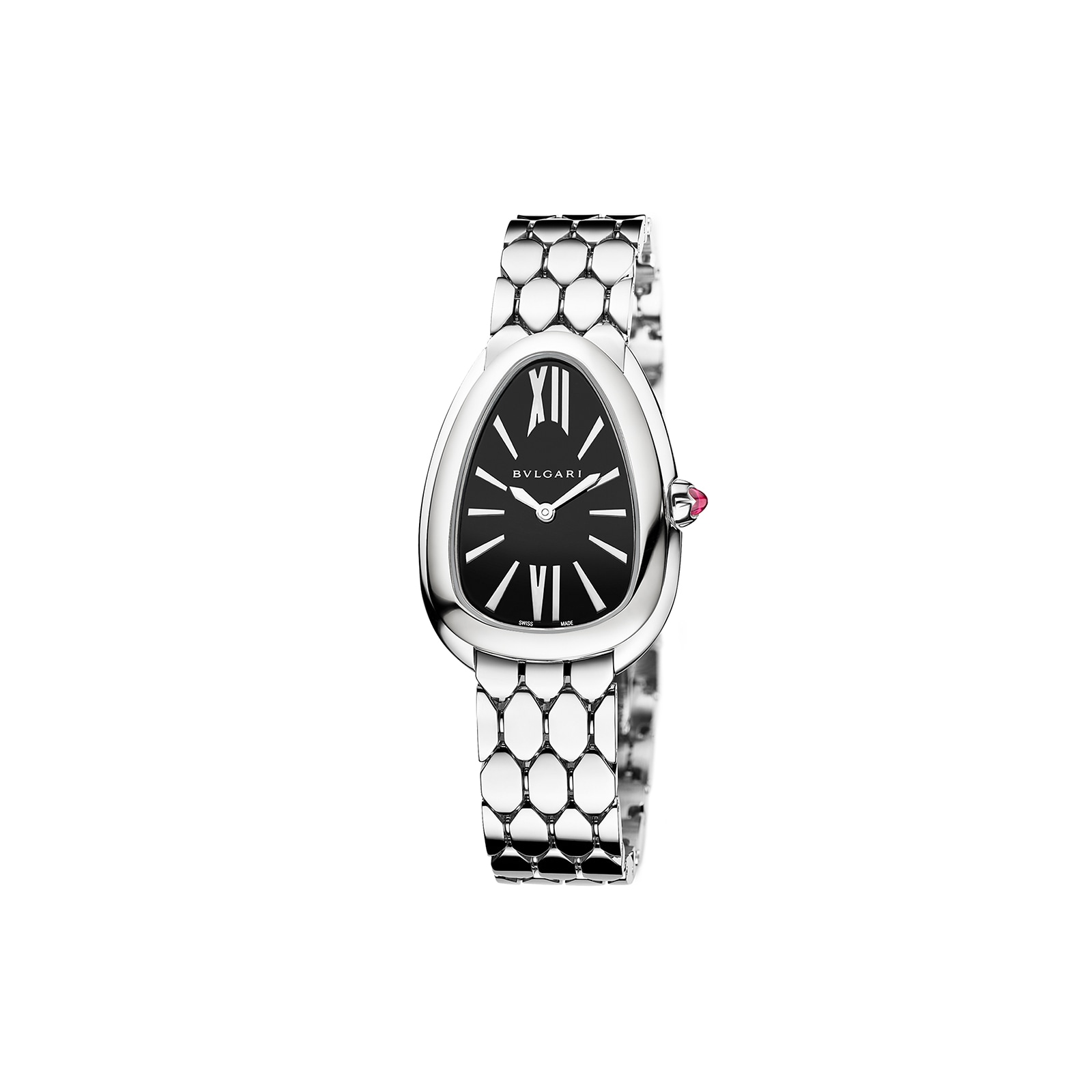 Bvlgari Stainless Steel Serpenti Seduttori 33mm Black Dial Ladies Watch