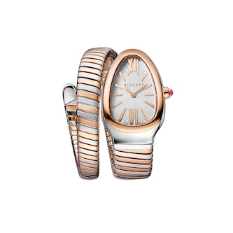 Bvlgari 18k Rose Gold and Steel Serpenti Tubogas 35mm Silver Dial Diamond Ladies Watch Bvlgari 18k Rose Gold and Steel Serpenti Tubogas 35mm Silver Dial Diamond Ladies Watch