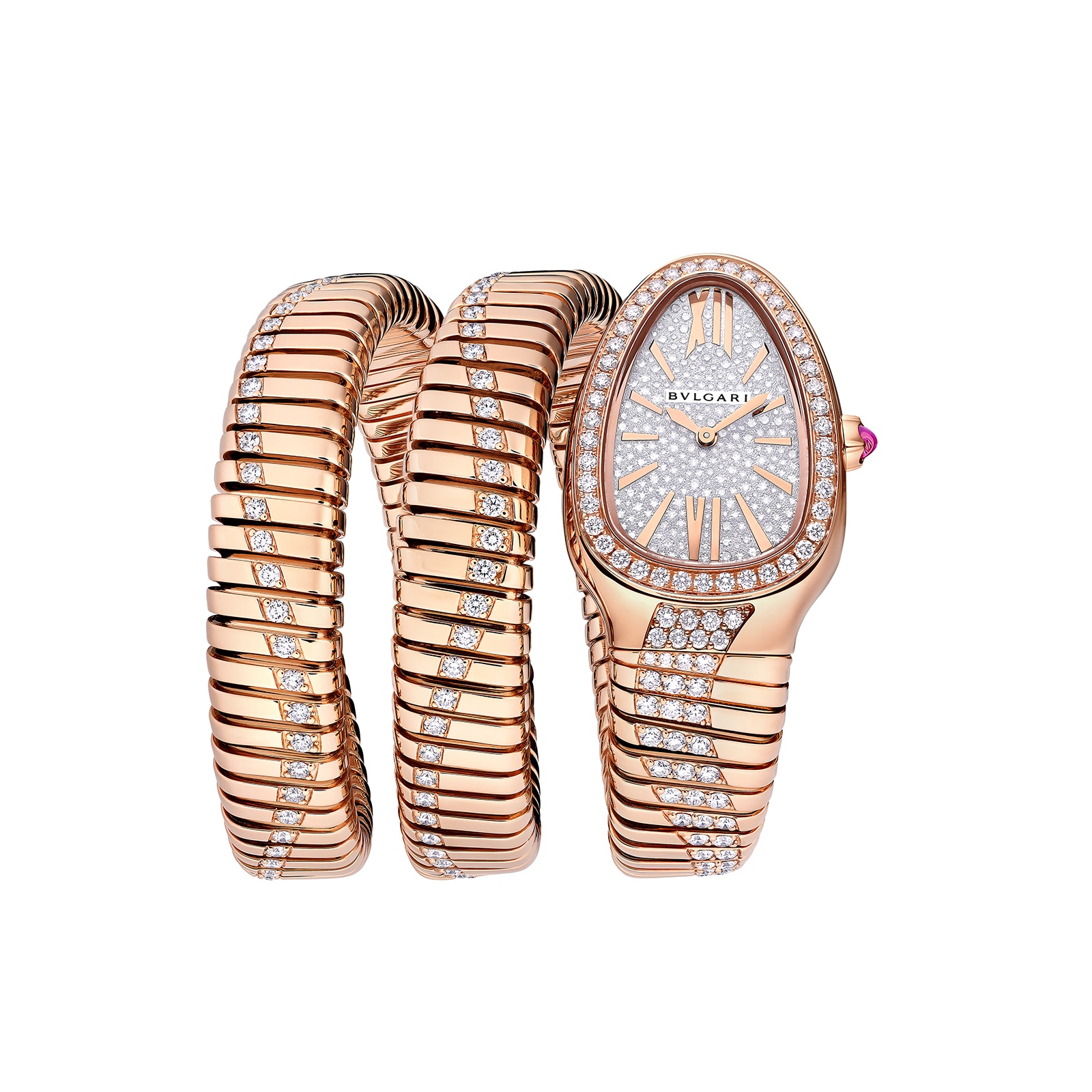 18k Rose Gold Serpenti Tubogas 35mm Diamond Dial Ladies Watch