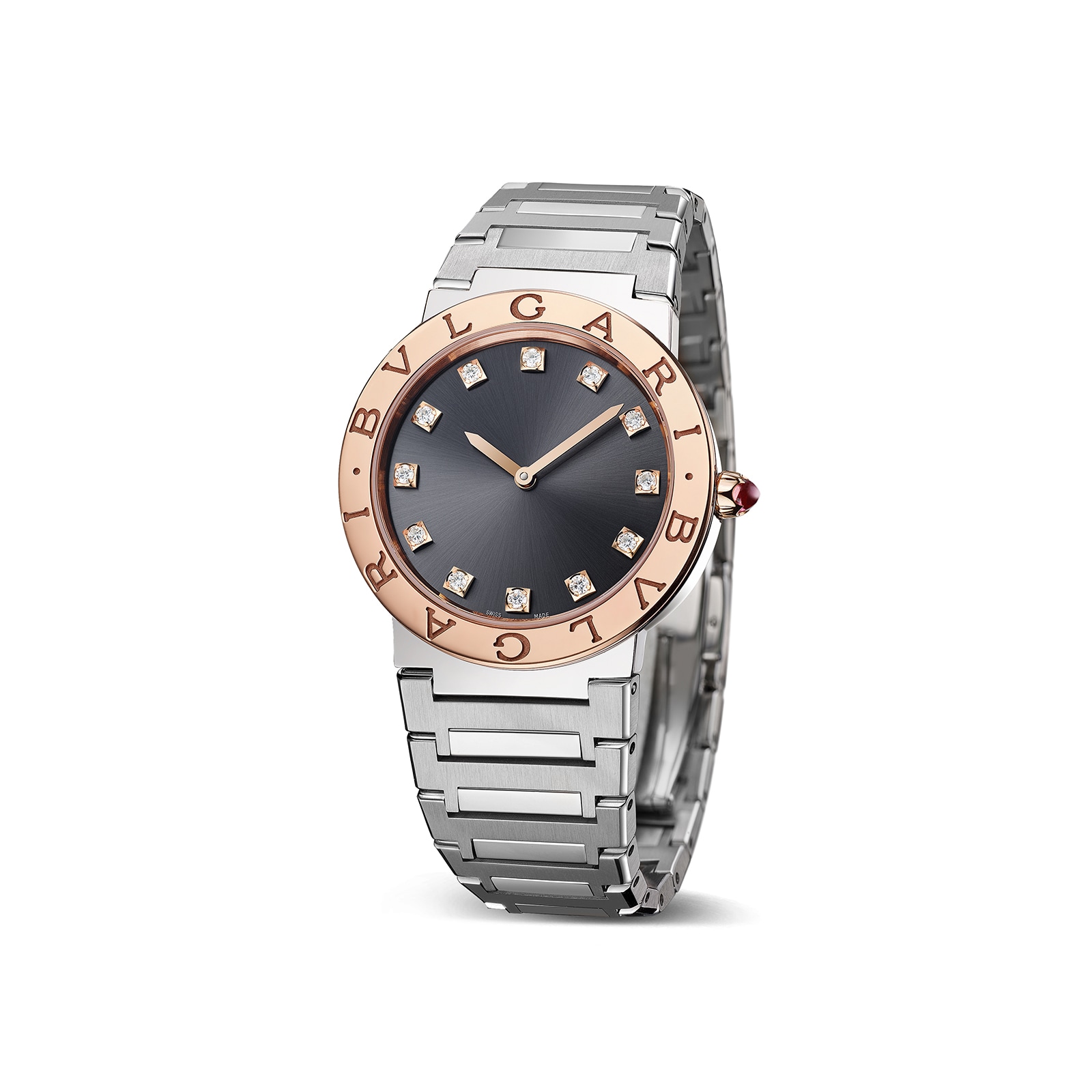 Bvlgari Stainless Steel and 18k Rose Gold Bvlgari Bvlgari 33mm Black Dial Ladies Watch Bvlgari Stainless Steel and 18k Rose Gold Bvlgari Bvlgari 33mm Black Dial Ladies Watch