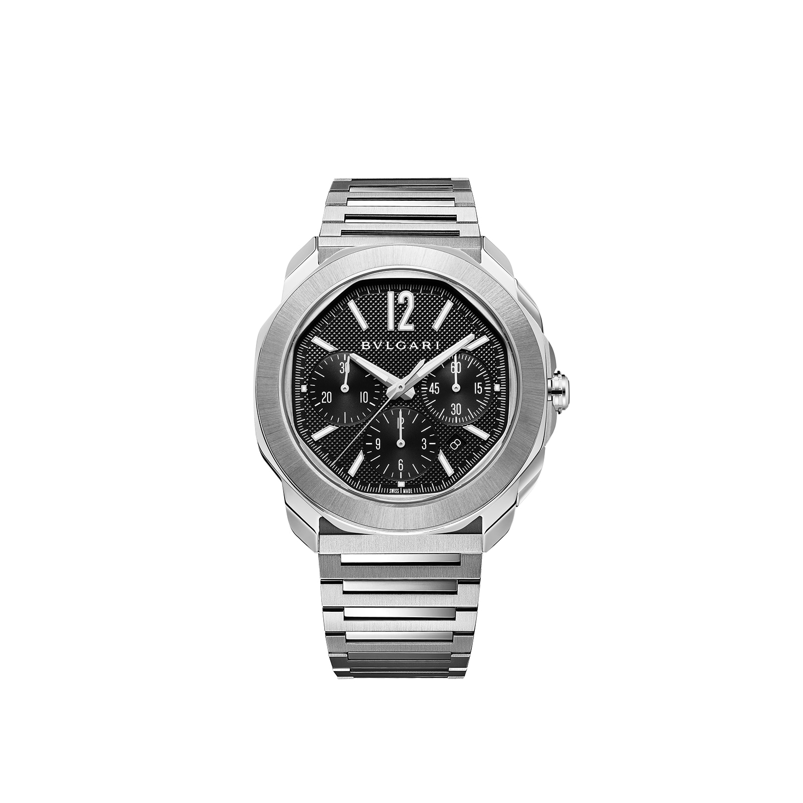 Bvlgari Stainless Steel Octo Roma 42mm Black Dial Auto Gents Interchangable Strap Chrono Watch Bvlgari Stainless Steel Octo Roma 42mm Black Dial Auto Gents Interchangable Strap Chrono Watch