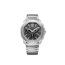 18970282 - Stainless Steel Octo Roma 42mm Black Dial Auto Gents Interchangable Strap Chrono Watch