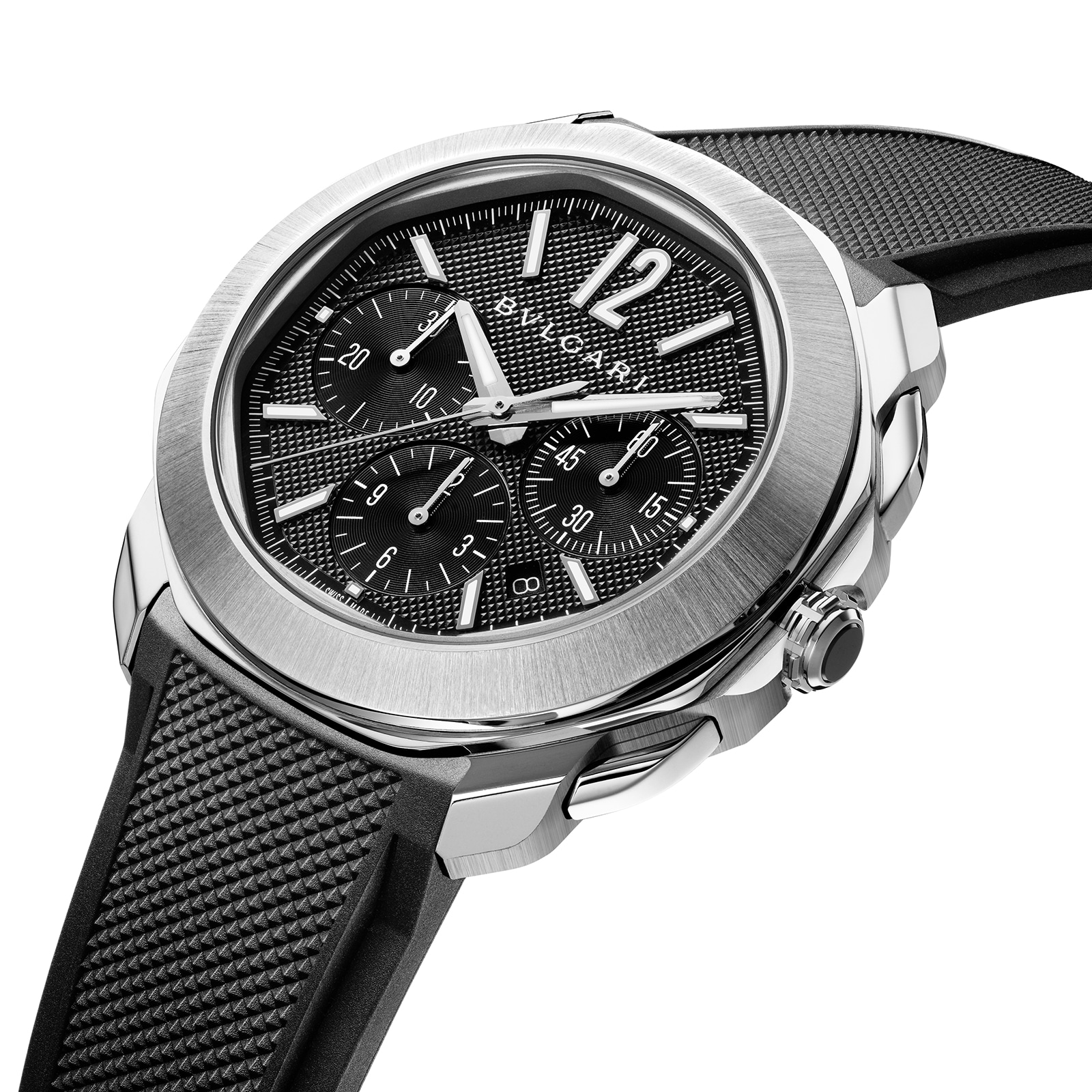 Bvlgari Stainless Steel Octo Roma 42mm Black Dial Auto Gents Interchangable Strap Chrono Watch Bvlgari Stainless Steel Octo Roma 42mm Black Dial Auto Gents Interchangable Strap Chrono Watch