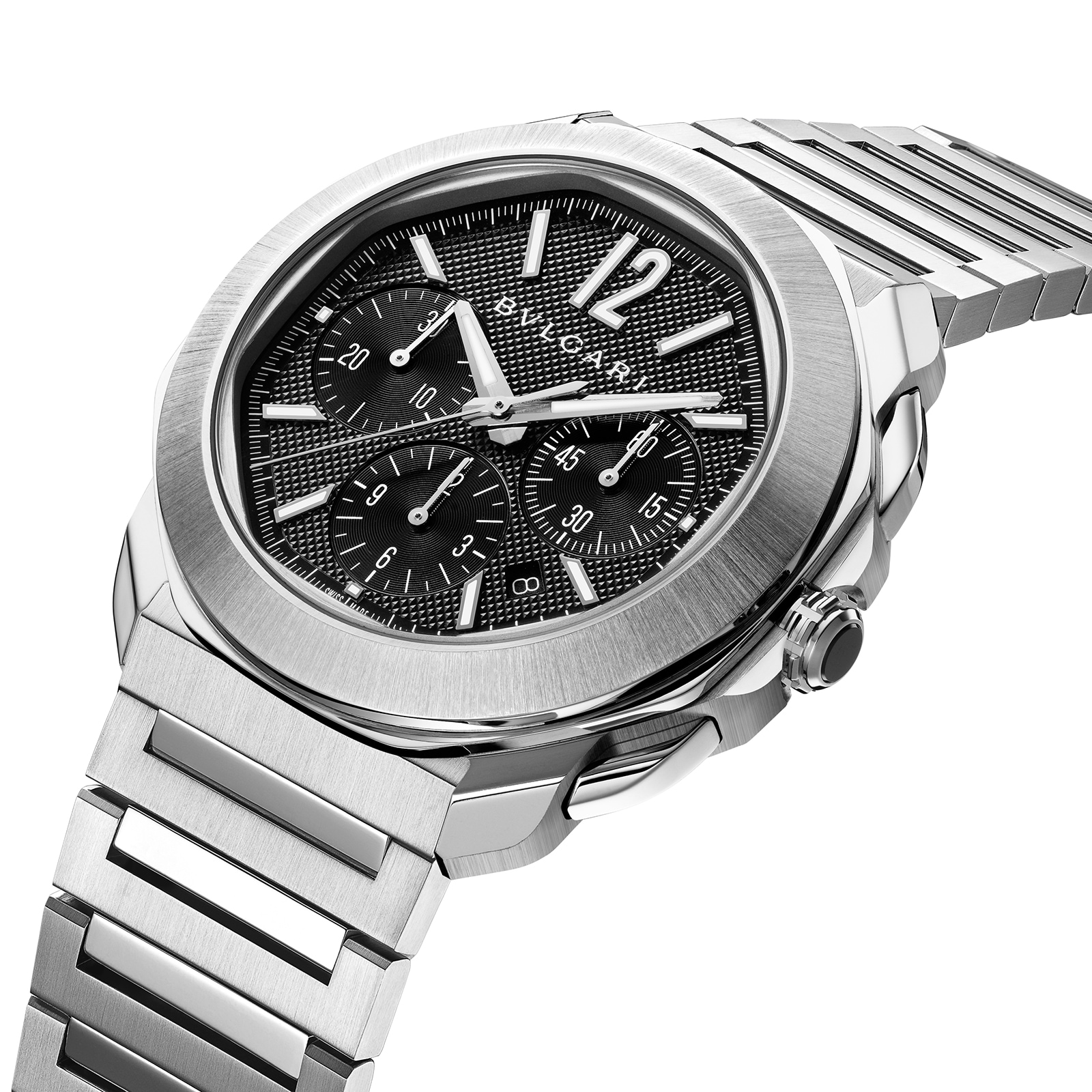 Bvlgari Stainless Steel Octo Roma 42mm Black Dial Auto Gents Interchangable Strap Chrono Watch Bvlgari Stainless Steel Octo Roma 42mm Black Dial Auto Gents Interchangable Strap Chrono Watch