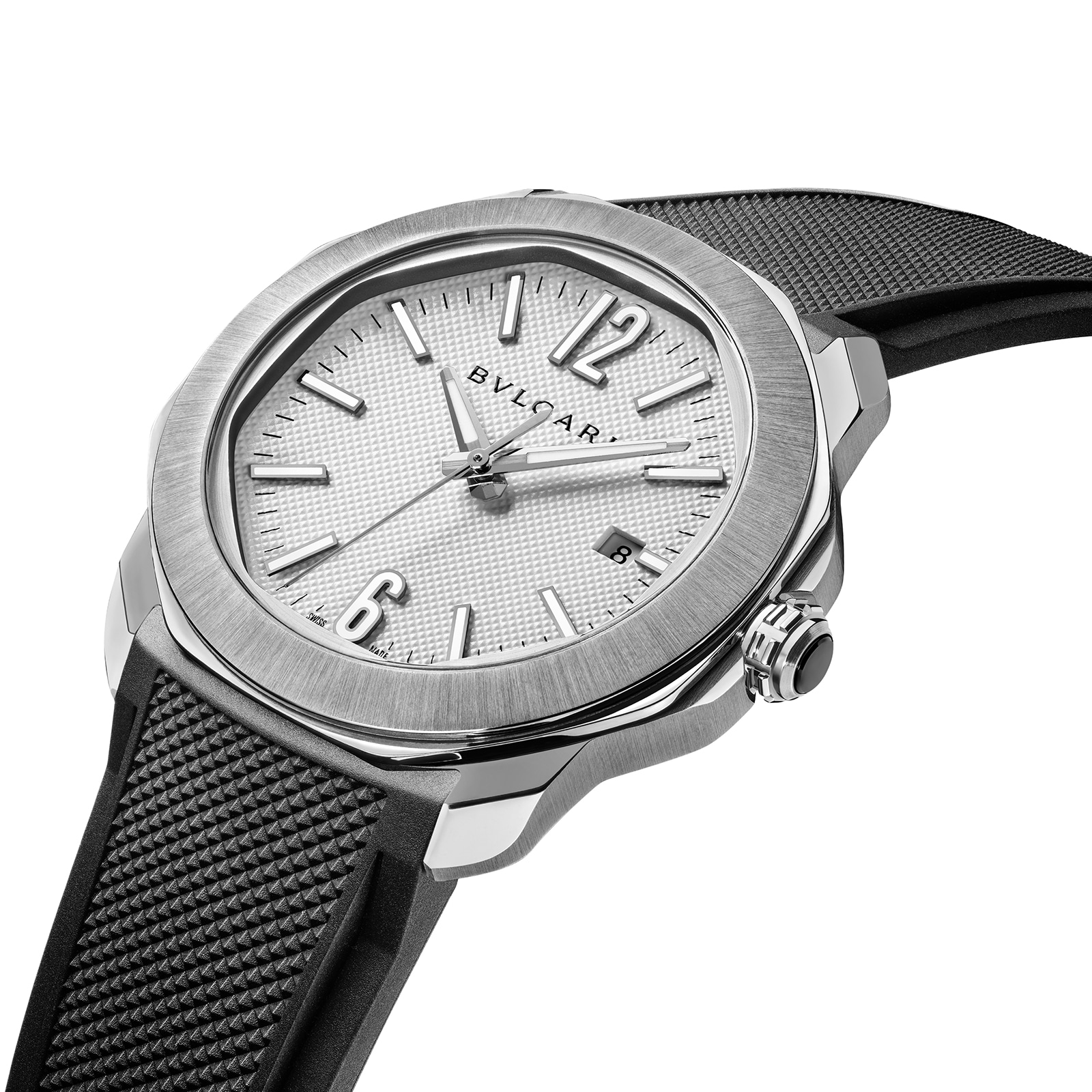 Bvlgari Stainless Steel Octo Roma 41mm White Dial Auto Gents Interchangable Strap Watch Bvlgari Stainless Steel Octo Roma 41mm White Dial Auto Gents Interchangable Strap Watch
