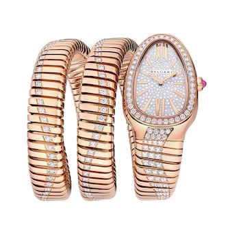 Bvlgari 18K Rose Gold Serpenti Tubogas Double Spiral Diamond Watch