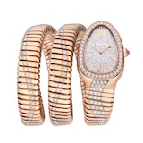 Bvlgari 18K Rose Gold Serpenti Tubogas Double Spiral Diamond Watch