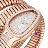 Bvlgari 18K Rose Gold Serpenti Tubogas Double Spiral Diamond Watch