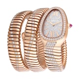 Bvlgari 18K Rose Gold Serpenti Tubogas Double Spiral Diamond Watch