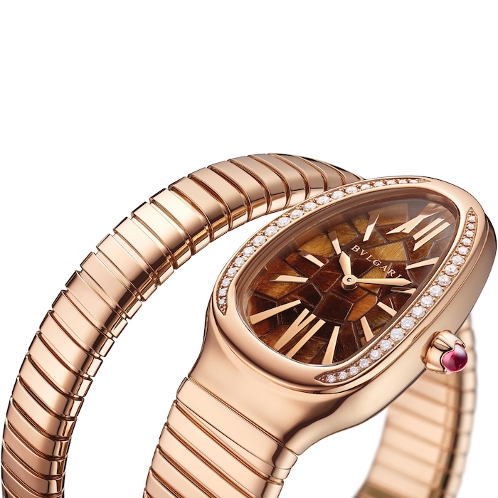 Bvlgari 18ct Rose Gold Serpenti Tubogas Diamond Ladies Watch