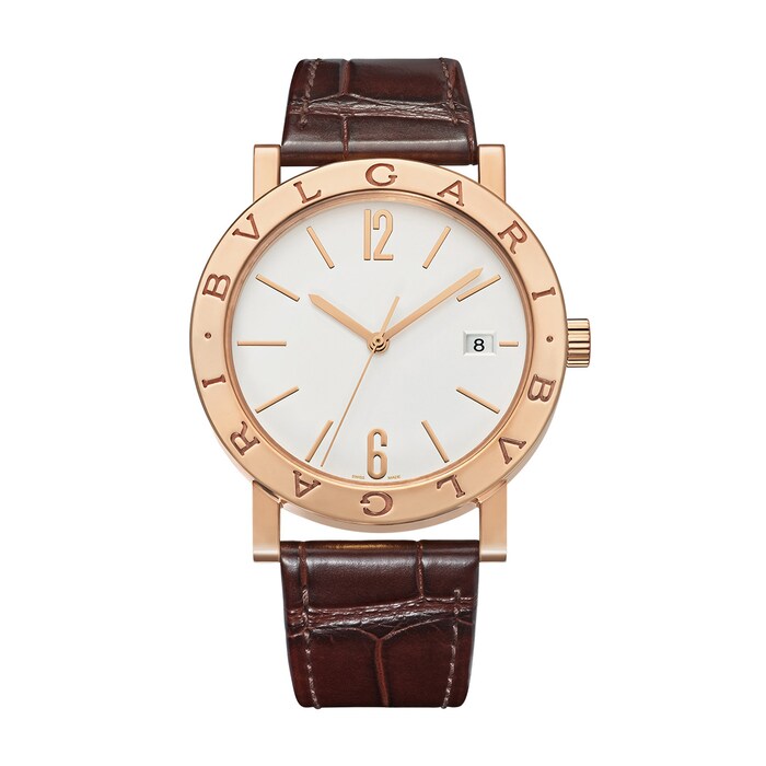 Bvlgari 18K Rose Gold BVLGARI BVLGARI Double Logo Mens Watch