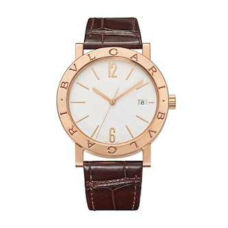 Bvlgari 18K Rose Gold BVLGARI BVLGARI Double Logo Mens Watch Bvlgari 18K Rose Gold BVLGARI BVLGARI Double Logo Mens Watch