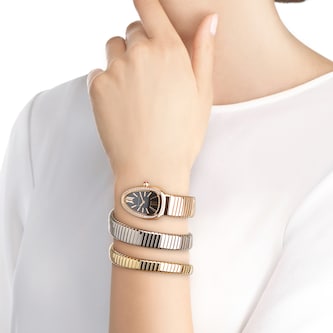 Bvlgari 18K Tri Color Serpenti Tubogas Double Spiral Diamond Watch