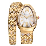 Bvlgari 18K Yellow Gold Serpenti Spiga Diamond & Mother Of Pearl Single Spiral Watch