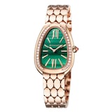 Bvlgari 18K Rose Gold Serpenti Seduttori Diamond & Malachite Watch