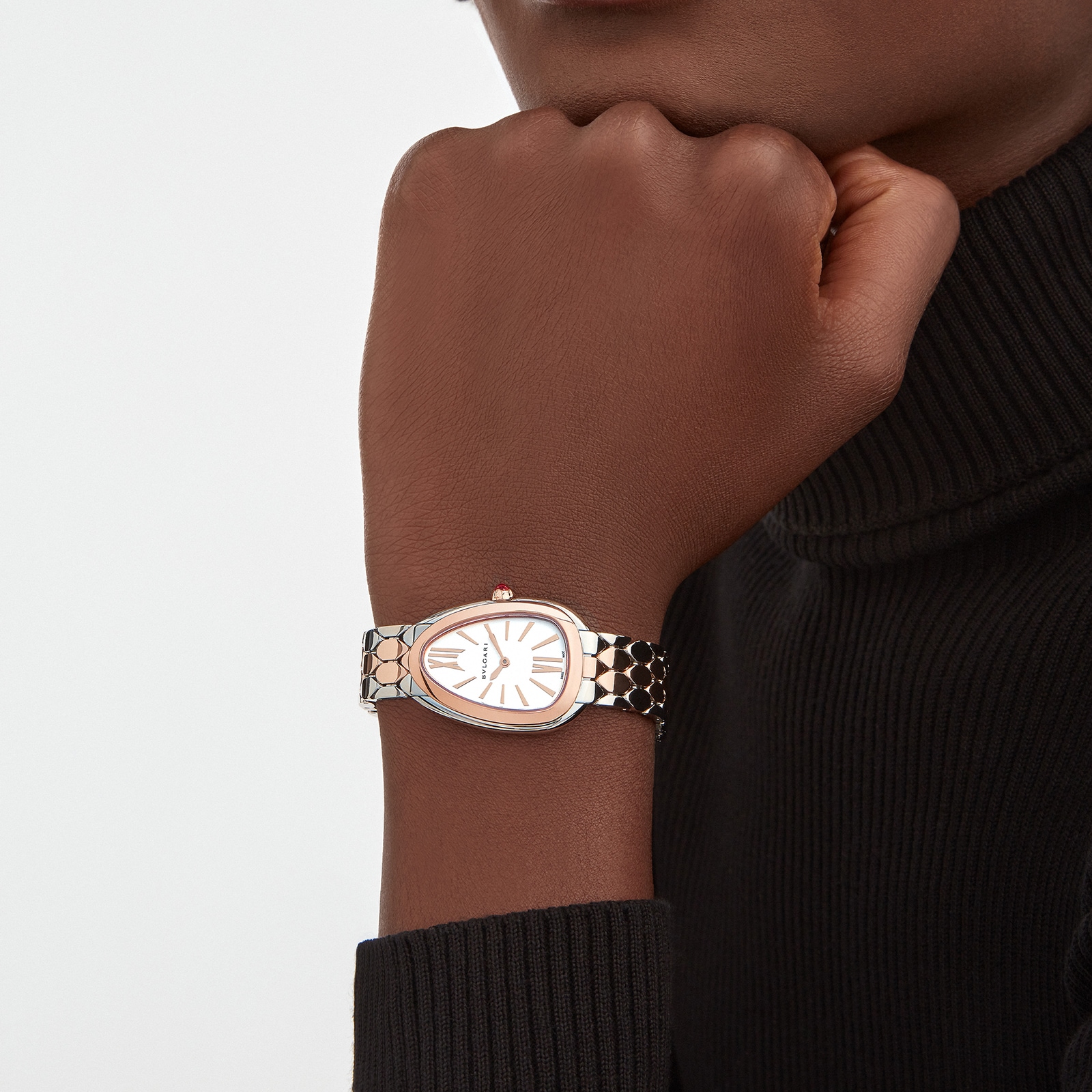 Bvlgari Stainless Steel & 18K Rose Gold Serpenti Seduttori Watch