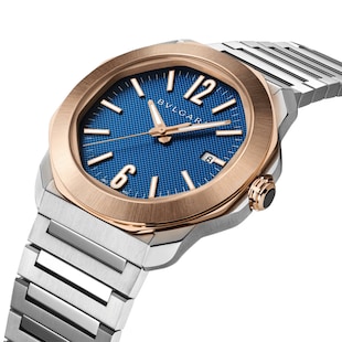 BVLGARI Octo Roma 41mm Mens Watch Blue 18ct Rose Gold