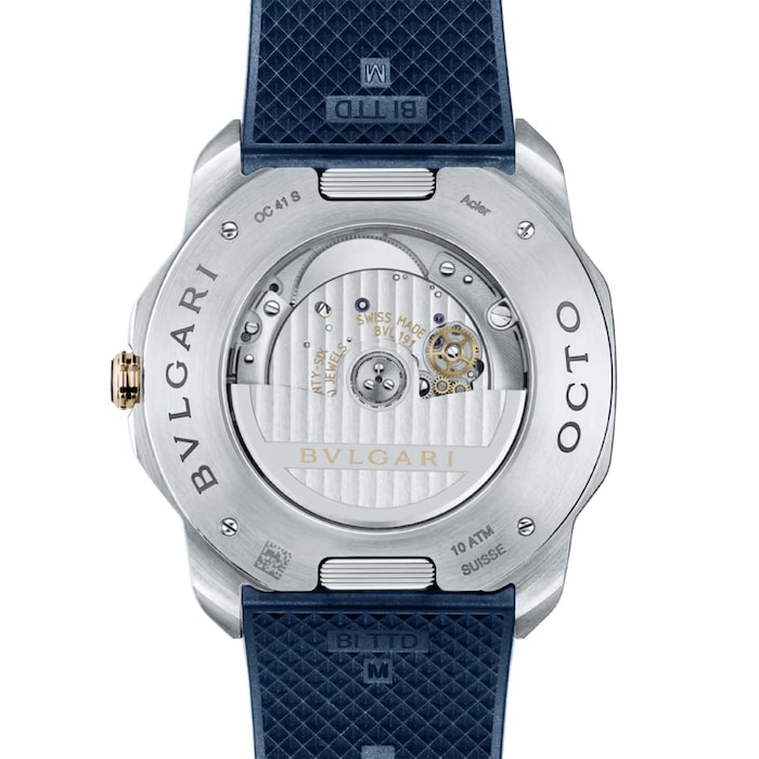 BVLGARI Octo Roma 41mm Mens Watch Blue 18ct Rose Gold